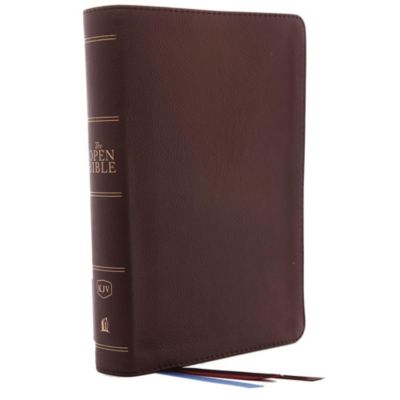 KJV Open Bible, Genuine Leather, Brown, Red Letter Edition, Comfort