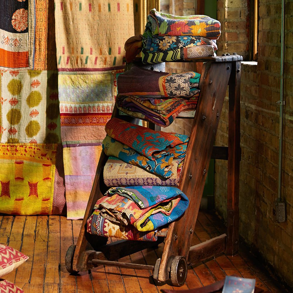 Vintage Silk Kantha Throw National Geographic Store