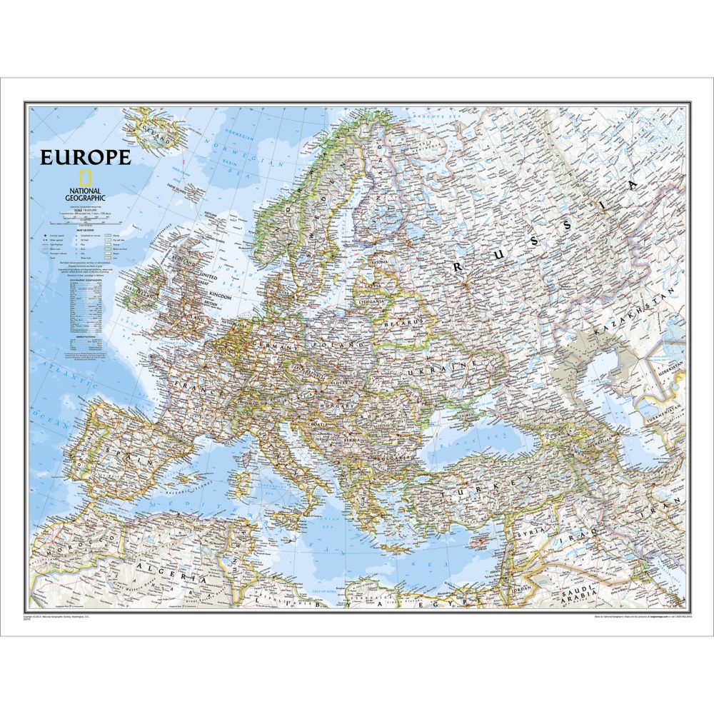 Europe Classic Wall Map, Laminated National Geographic Store