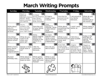 March Writing Prompts | Journal Prompts | Lakeshore®