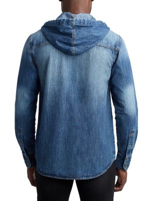 MENS BUTTON UP DENIM SHIRT W/ HOOD True Religion
