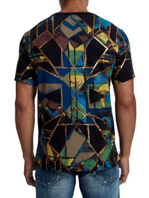 MENS METALLIC STAINED GLASS GRAPHIC TEE