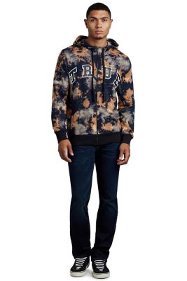 MENS TIE DYE ZIP UP HOODIE