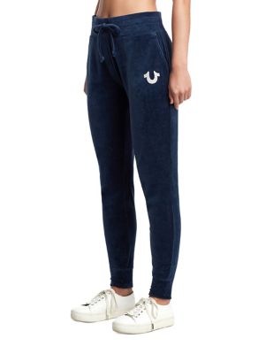 WOMENS CRYSTAL EMBELLISHED VELOUR JOGGER