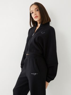 MOCK CROP ZIP SWEATSHIRT