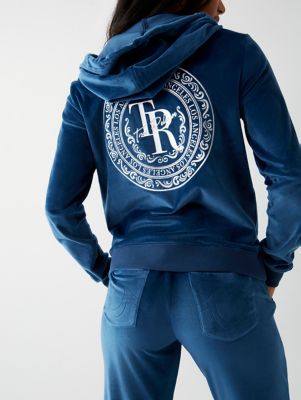 VELOUR LOGO ZIP HOODIE