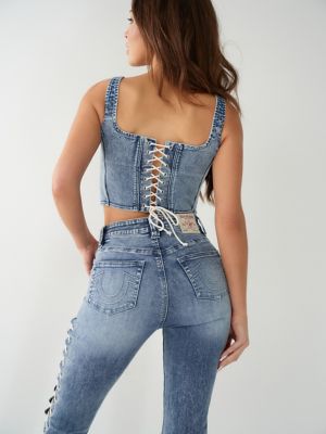 LACE UP DENIM CORSET TOP