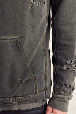 DISTRESSED MENS PULLOVER HOODIE True Religion