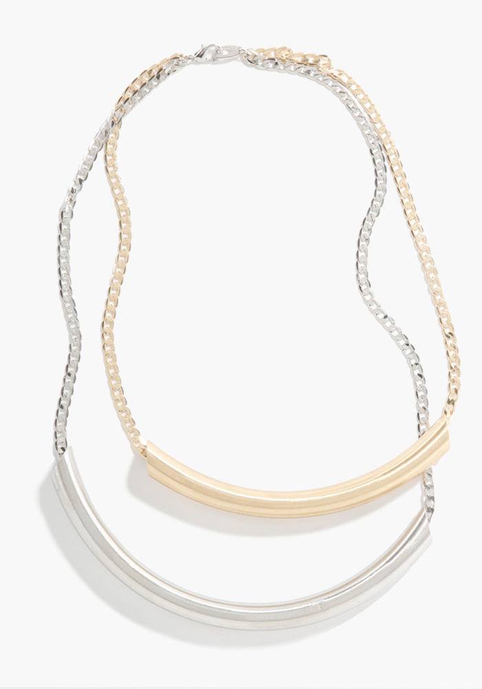 Mixed Matte Metal Tube Necklace Jaxworks