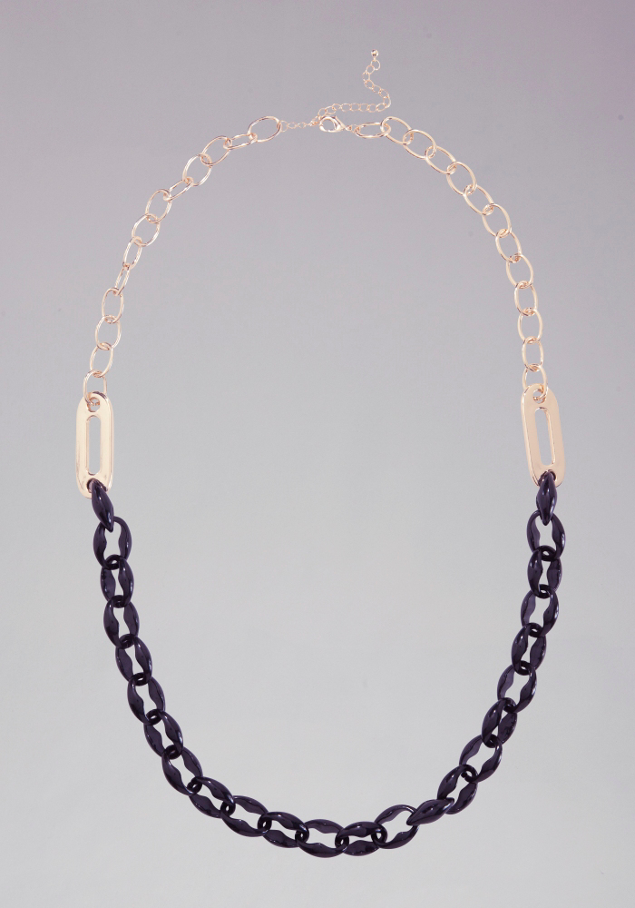 Metal & Resin Link Necklace Voova