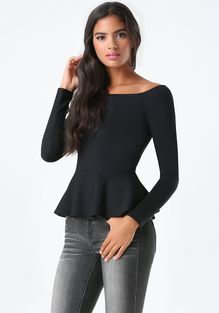 Off Shoulder Peplum Top Peplum bebe