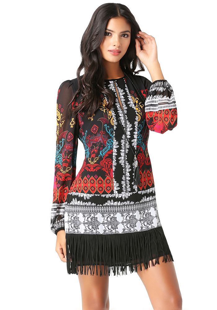 Faux Suede Fringe Dress All Dresses bebe