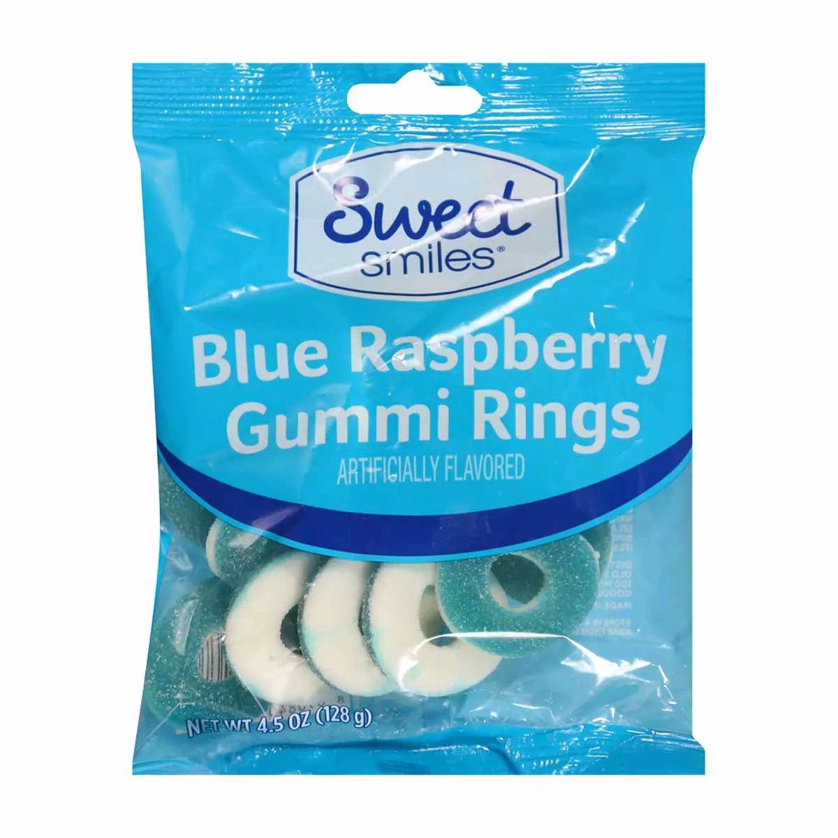 Sweet Smiles Blue Raspberry Gummi Rings, 4.5 oz