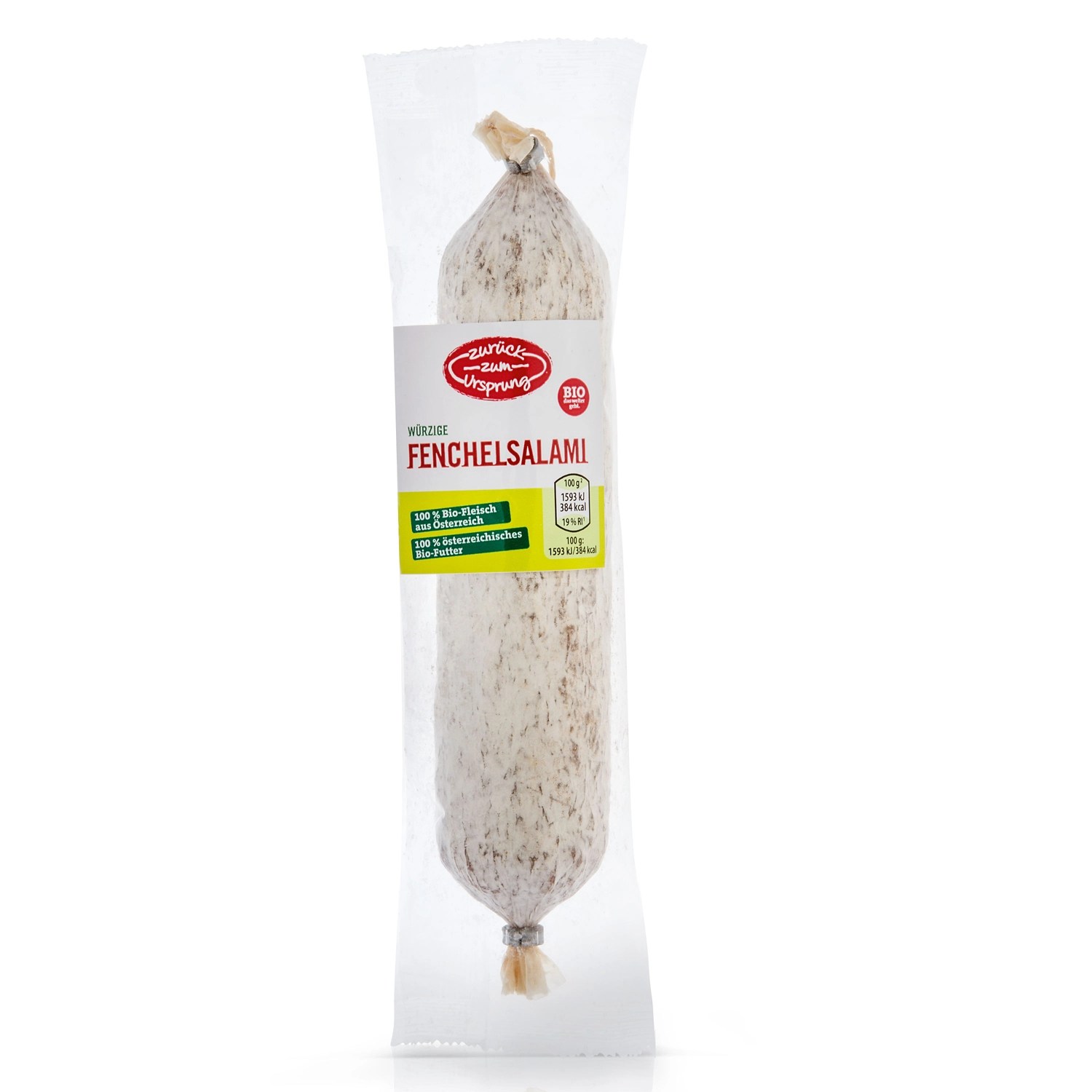 ZURÜCK ZUM URSPRUNG Österr. BIOSalami mit Edelschimmel, Fenchel HOFER
