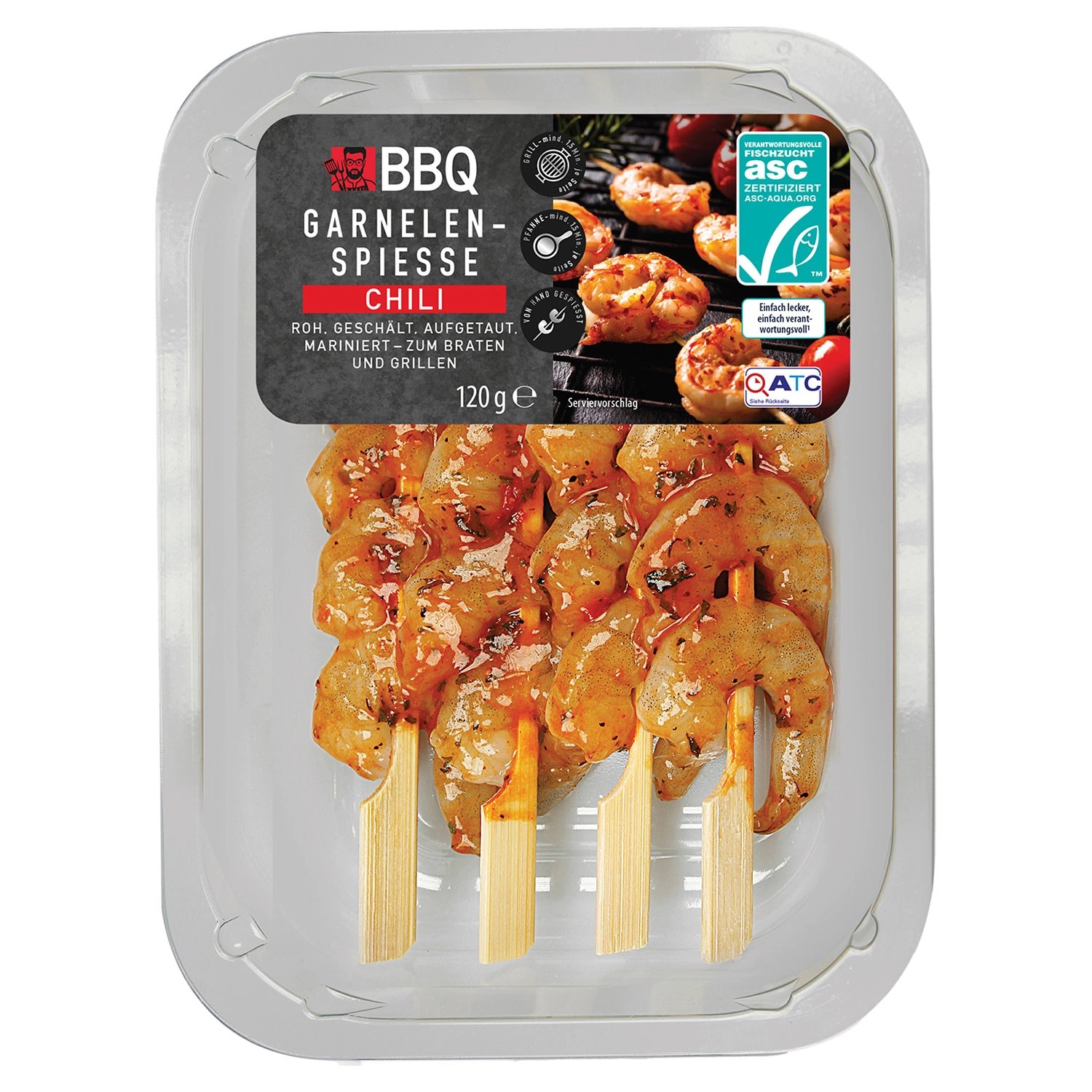 BBQ Marinierte GarnelenSpieße 120 g ALDI SÜD