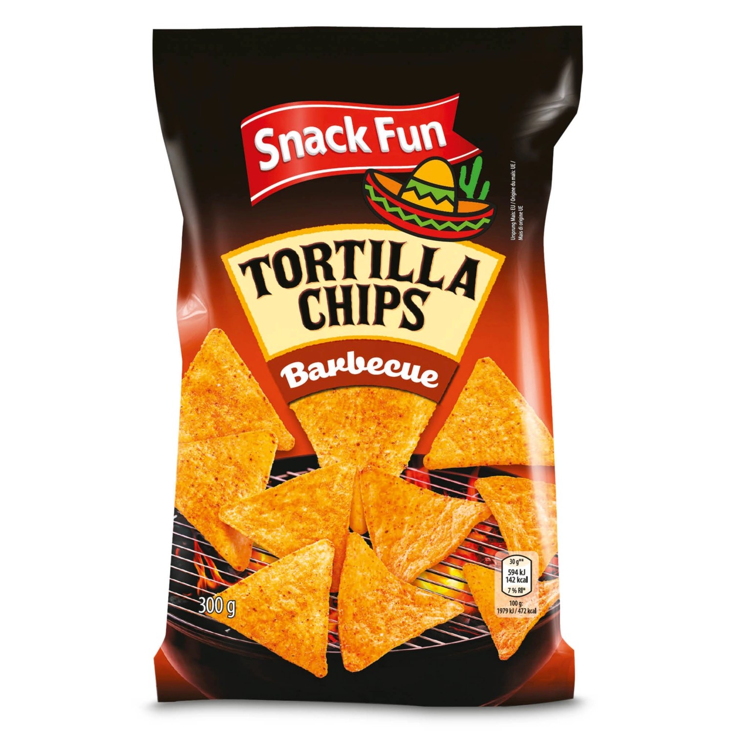 SNACK FUN Tortillachips, 300 g, BBQs ALDI