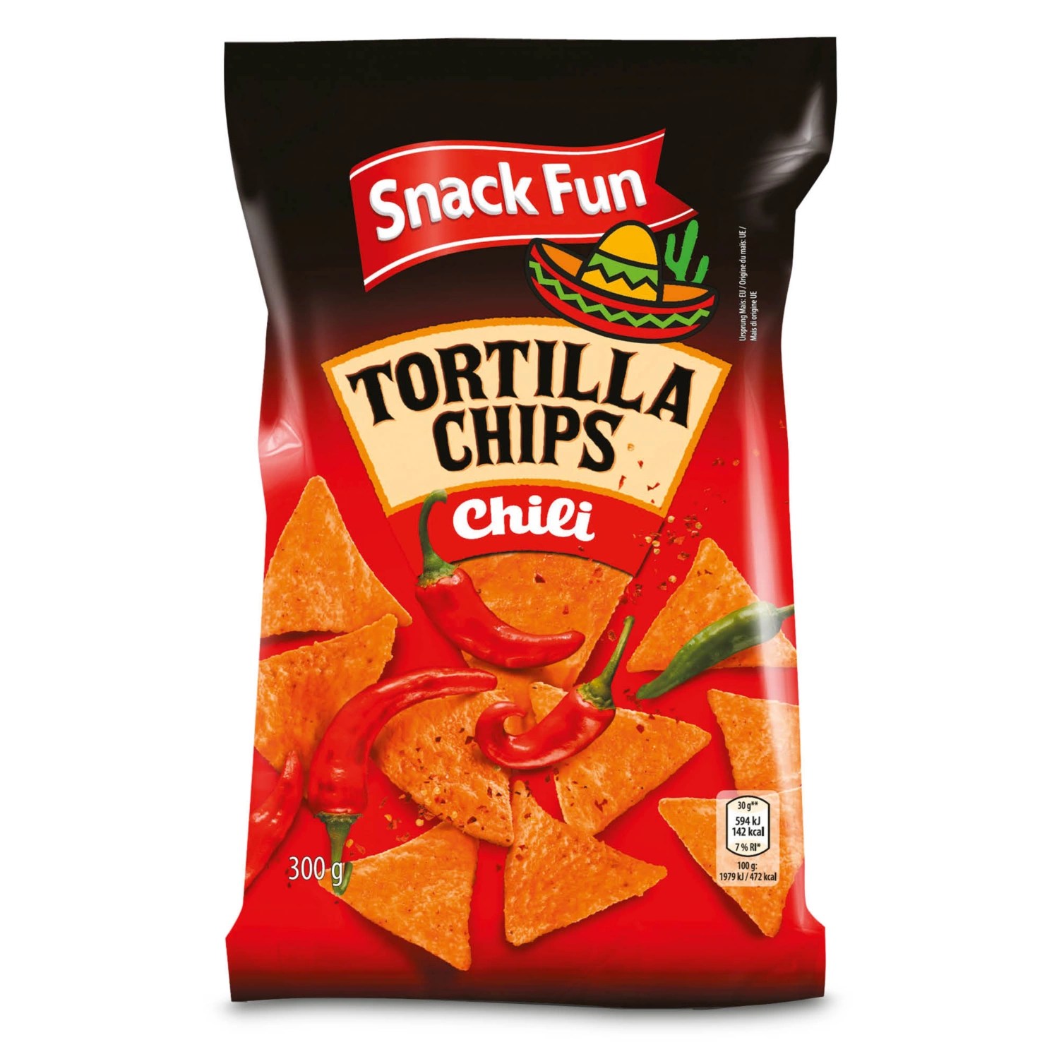SNACK FUN Tortillachips, 300 g, chilis ALDI
