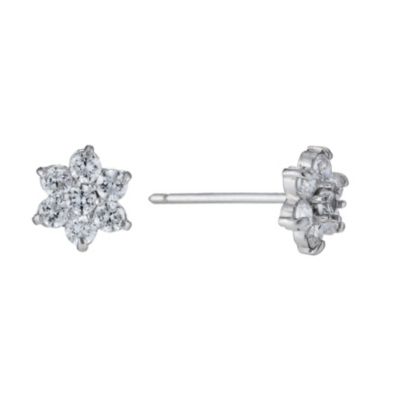 9ct White Gold Cubic Zirconia Flower Stud Earrings H.Samuel