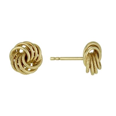 9ct yellow gold knot stud earrings Ernest Jones