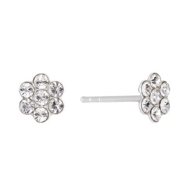 Sterling Silver Children's Crystal Flower Stud Earrings H.Samuel