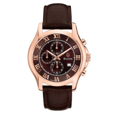 Bulova Men's Roman Dial Brown Leather Strap Watch H. Samuel the Jeweller