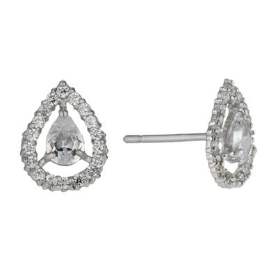 9ct white gold cubic zirconia vintage teardrop stud earrings Ernest Jones