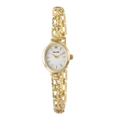 Accurist Gold Ladies' 9ct Gold Oval Dial Bracelet Watch H. Samuel the
