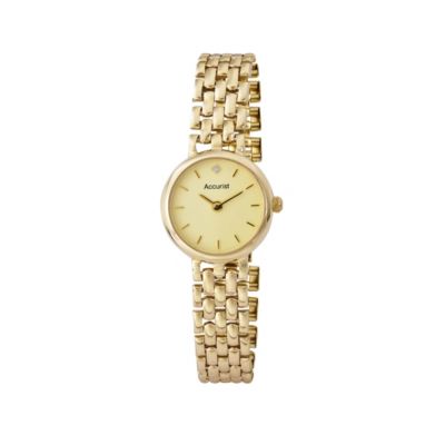 Accurist Gold Ladies' 9ct Gold Diamond Set Bracelet Watch H.Samuel