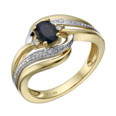 9ct Gold Sapphire & Diamond Eternity Ring H.Samuel