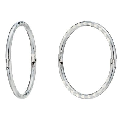 9ct White Gold Diamond Cut 14mm Sleeper Earrings H. Samuel the Jeweller