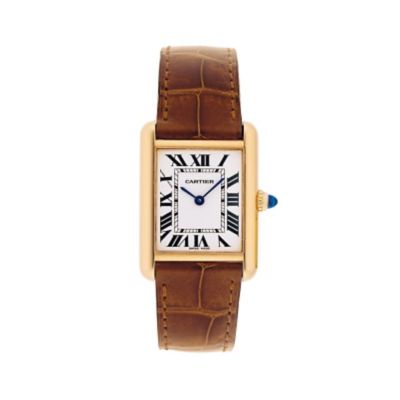 Cartier Tank Louis Cartier ladies' brown leather strap watch Ernest Jones