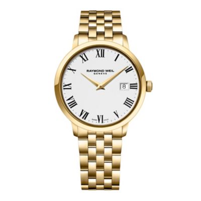 Raymond Weil Geneve men's gold plated strap watch Ernest Jones