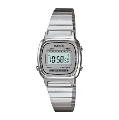 Casio Ladies' Mini Stainless Steel Grey Dial Digital Watch H.Samuel