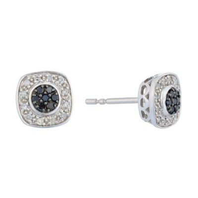 Silver Diamond & Treated Black Diamond Square Earrings H. Samuel the