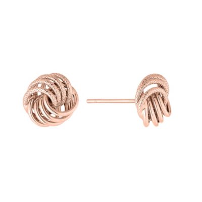 9ct Rose Gold Knot Design Stud Earrings H.Samuel