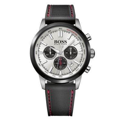Hugo Boss men's stainless steel black rubber strap watch Ernest Jones