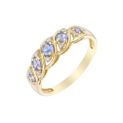 9ct Yellow Gold Tanzanite & Diamond Eternity Ring H.Samuel