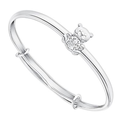 Children's Silver & Swarovski Crystal Teddy Bear Bangle H.Samuel