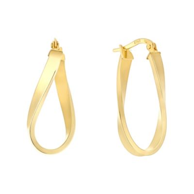 9ct yellow gold long twist creole earrings Ernest Jones