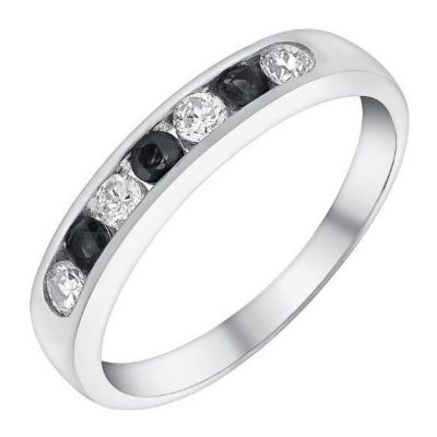 9ct White Gold Sapphire & Cubic Zirconia Eternity Ring H.Samuel