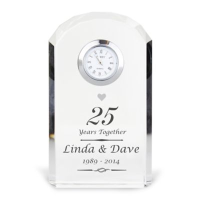 Engraved Silver Anniversary Crystal Clock H.Samuel