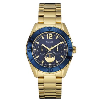 Guess Ladies' Yellow Gold Plated Blue Dial Bracelet Watch H.Samuel