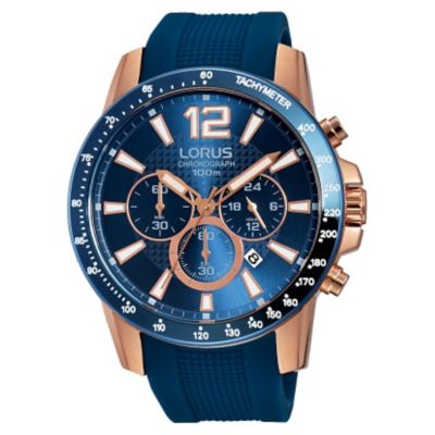 Lorus Men's Chronograph Blue Dial Blue Silicone Strap Watch H.Samuel