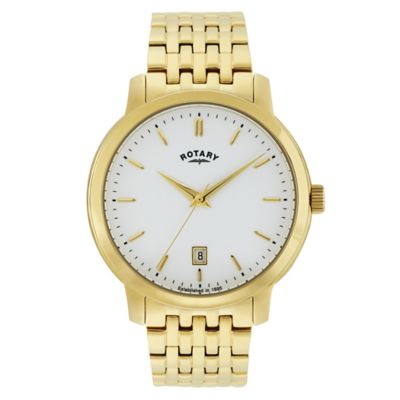 H.Samuel Rotary Men's Gold Plated Stainless Steel Bracelet Watch