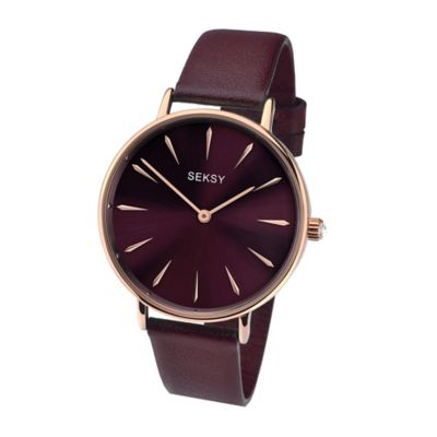 Seksy Ladies' Burgundy Leather Strap Watch H.Samuel