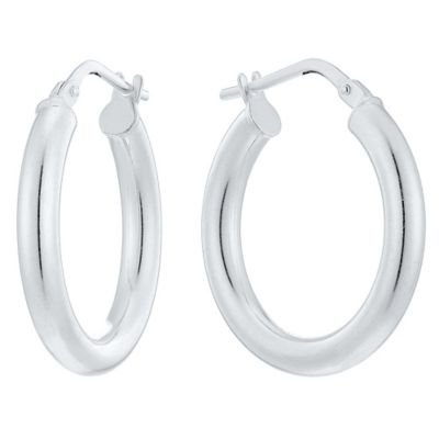 Silver Plain Hoop Earrings H.Samuel
