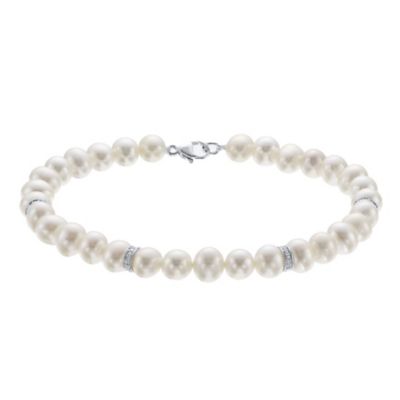 9ct White Gold Certified Cultured Freshwater Pearl Bracelet Ernest Jones