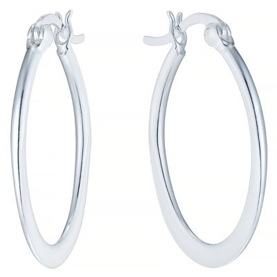 Sterling Silver Plain Oval Flat Hoop Earrings H.Samuel