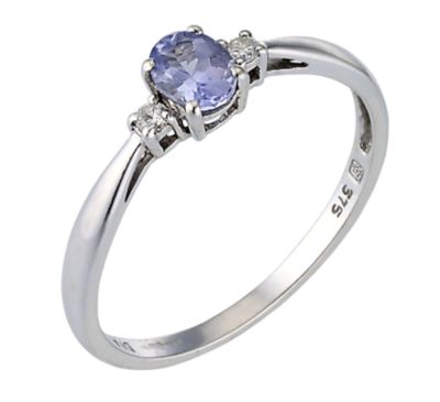 9ct White Gold Tanzanite & Diamond Ring H.Samuel