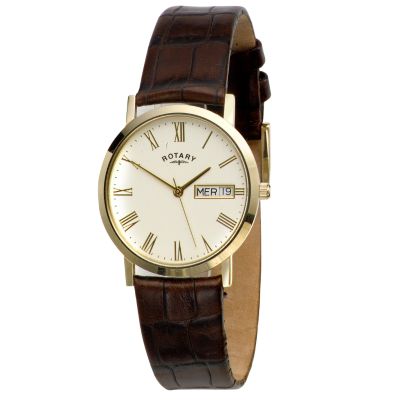 H.Samuel Rotary Men's Leather Strap Watch Special Savings Today at